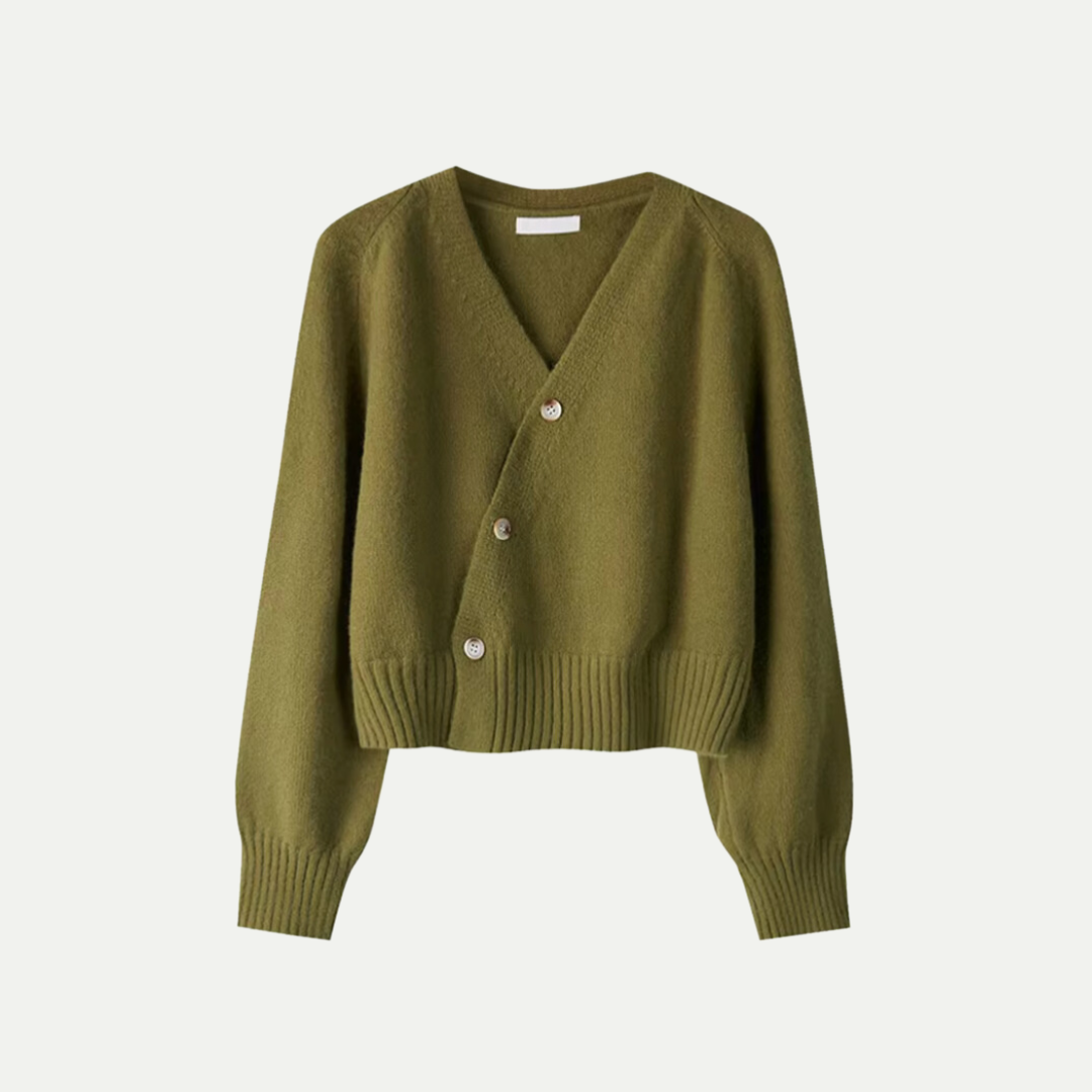 Cardigan da donna in lana premium con scollo a V - Maglia corta e comoda