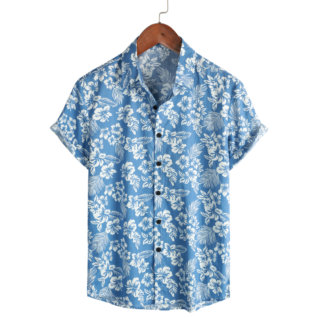 Camicia hawaiana da uomo con maniche corte e motivo floreale