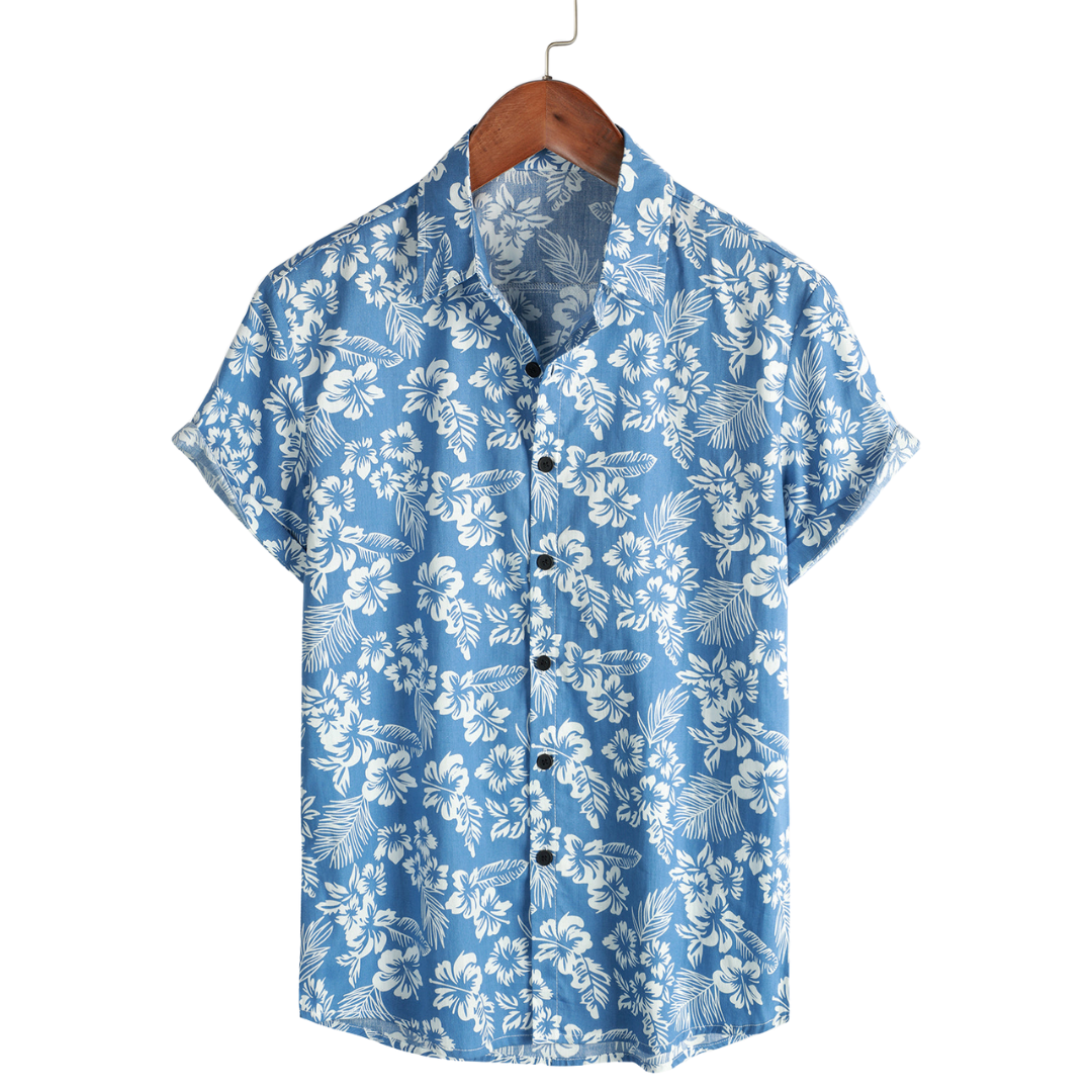 Camicia hawaiana da uomo con maniche corte e motivo floreale