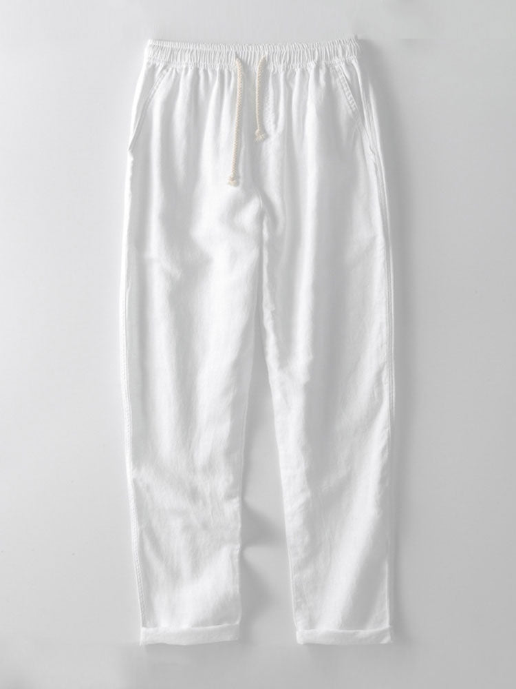 Completo estivo casual elegante da uomo in lino con camicia e pantaloni - Due pezzi leggeri e traspiranti, casual da spiaggia