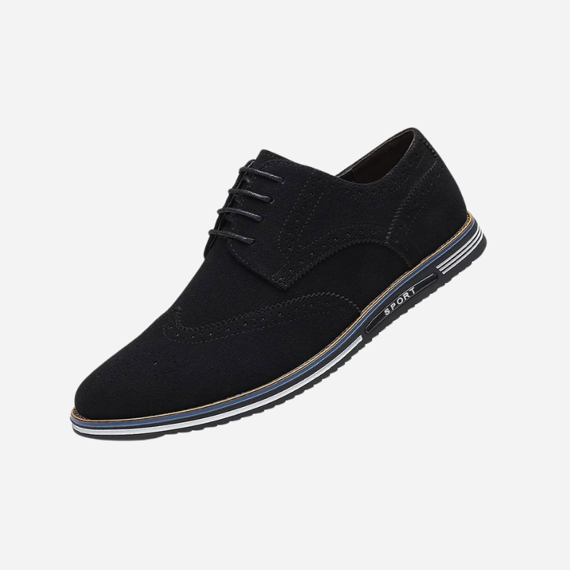 Scarpe basse stringate in pelle scamosciata nera da uomo
