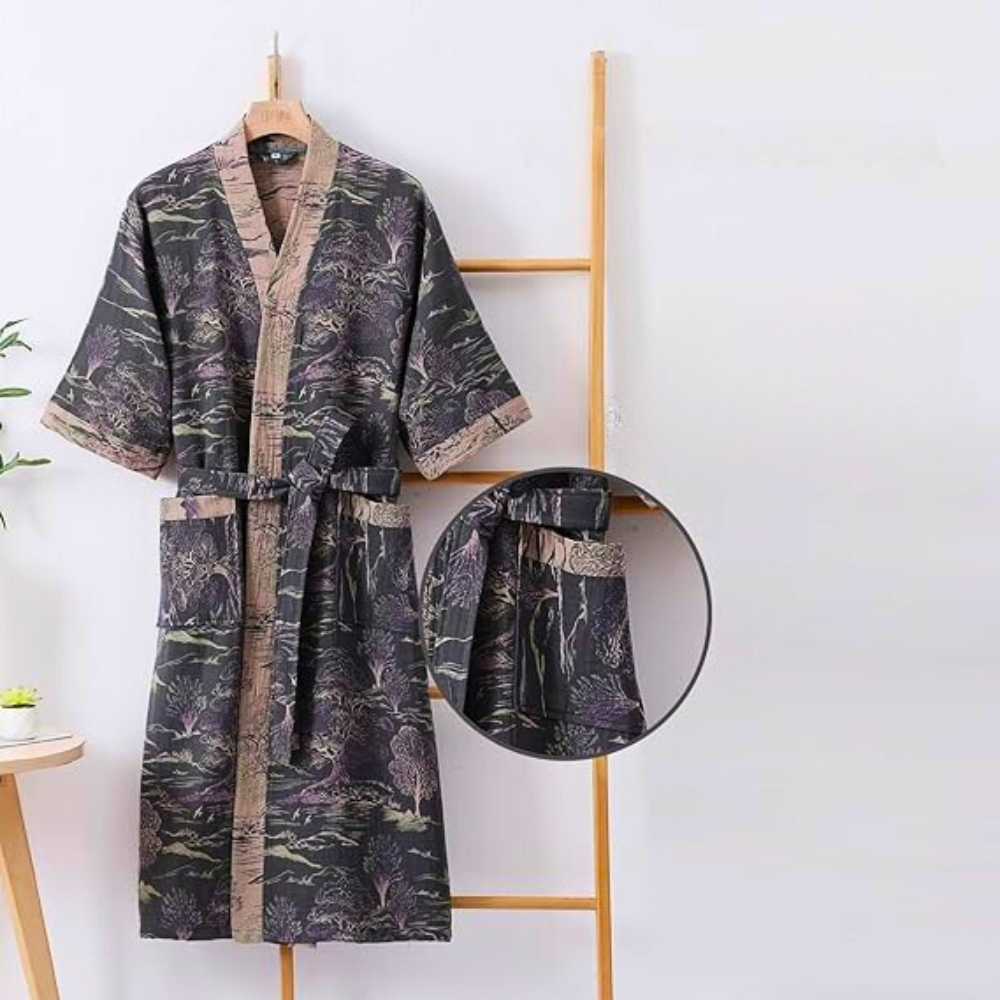 Kimono unisex con stampa giapponese – vestaglia leggera da casa