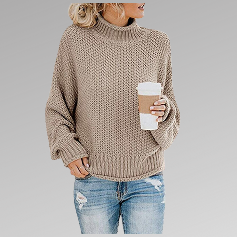 Maglione dolcevita oversize da donna in maglia - Pullover comodo e ampio