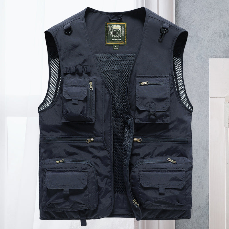 Gilet estivo multitasche leggero da uomo - Giacca senza maniche traspirante per escursionismo, pesca, campeggio e viaggi