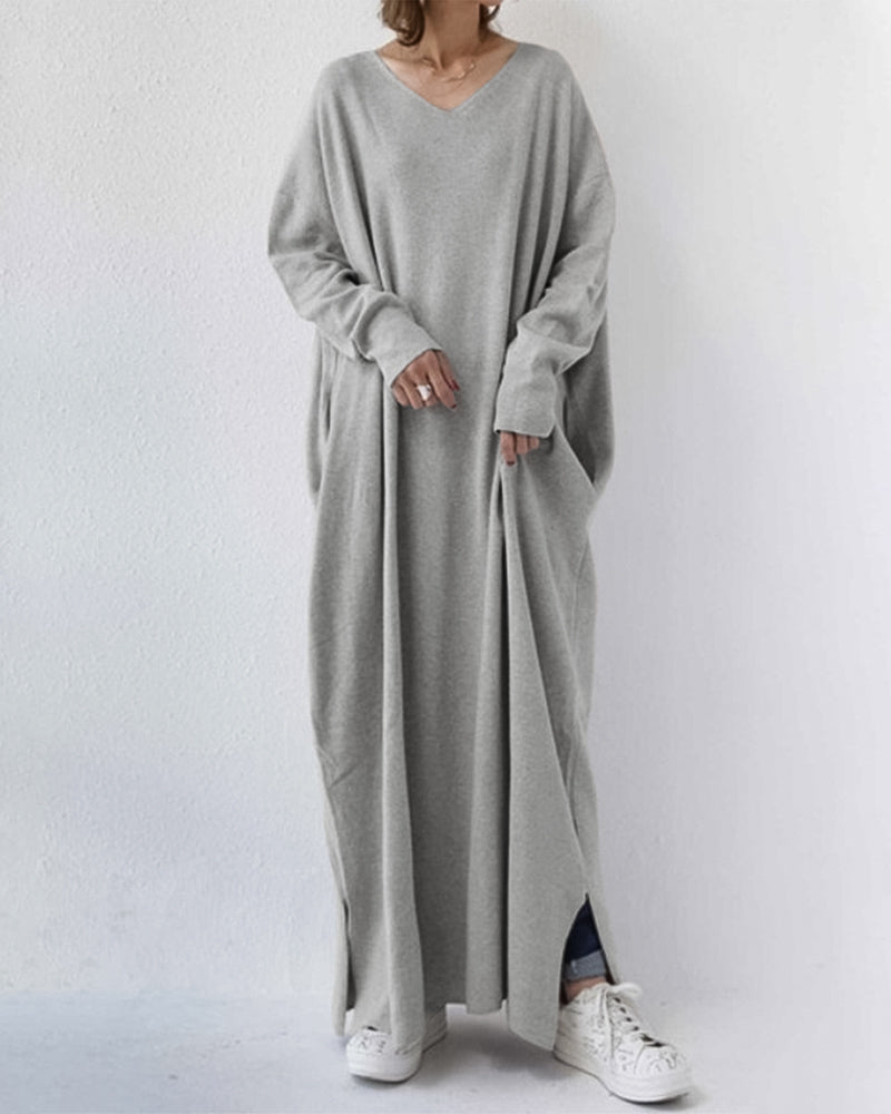 Abito Lungo Casual da Donna a Maniche Lunghe - Vestibilità Ampia