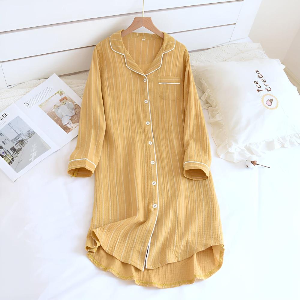 Pigiama camicia da donna – stile classico con maniche lunghe