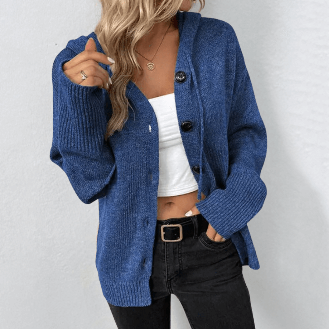 Cardigan gilet con cappuccio in maglia da donna – Casual scollo a V abbottonato maniche lunghe