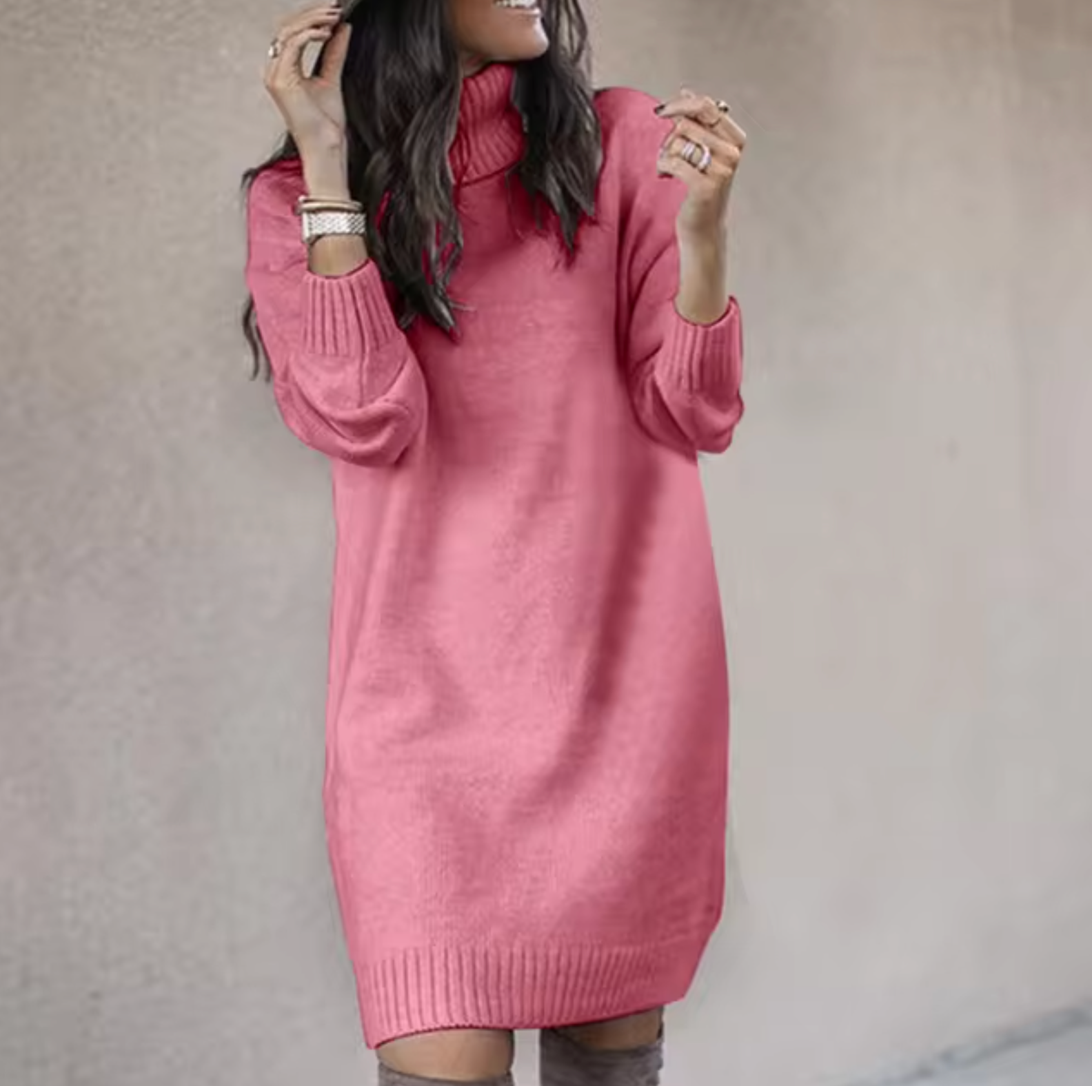 Abito maglione dolcevita da donna | Maniche lunghe