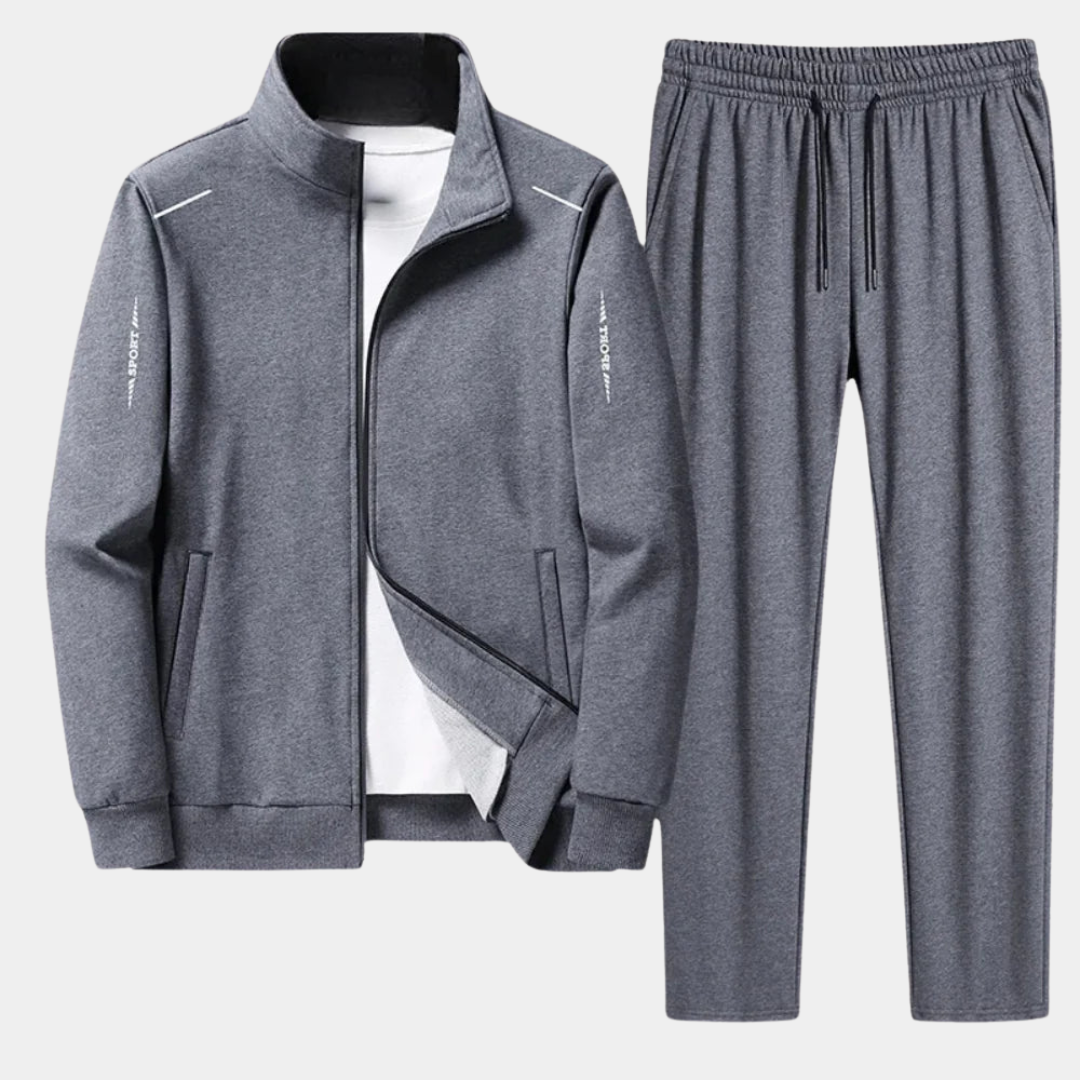 Completo tuta da uomo elegante con cerniera completa - giacca sportiva e comodi pantaloni da jogging