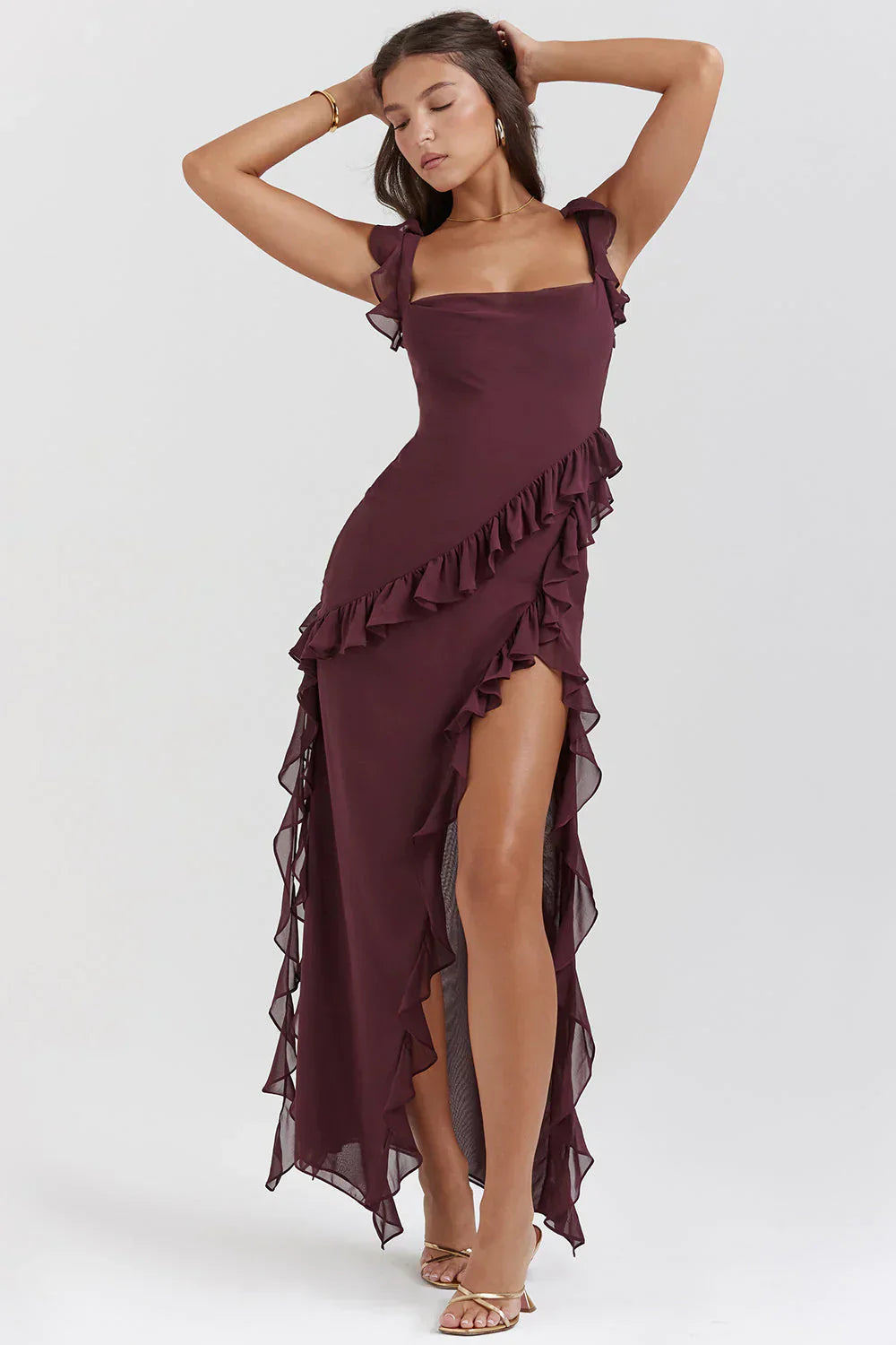 Maxi abito a fessura glamourous da donna