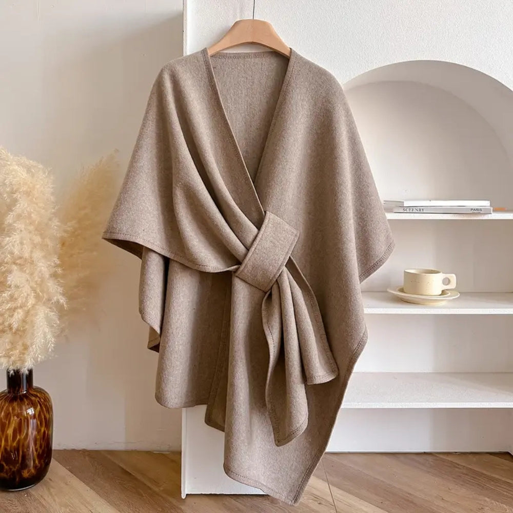 Cappotto elegante da donna con mantella Poncho invernale antivento - Giacca oversize calda con maniche lunghe, morbida e chic in stile scialle per il freddo