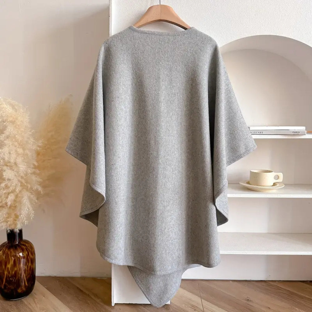 Cappotto elegante da donna con mantella Poncho invernale antivento - Giacca oversize calda con maniche lunghe, morbida e chic in stile scialle per il freddo