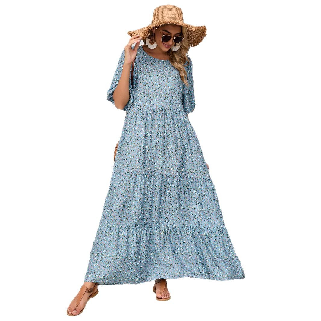 Abito lungo estivo donna con stampa floreale – stile boho chic