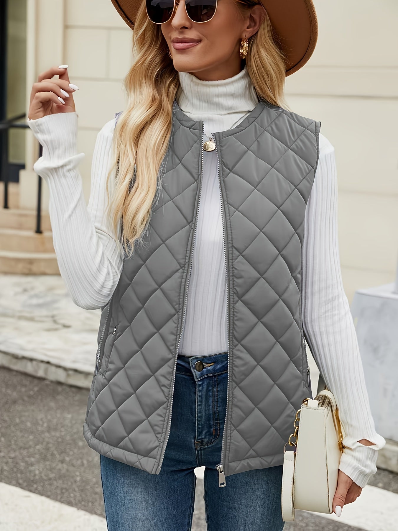 Gilet trapuntato senza maniche elegante da donna - Abbigliamento leggero per esterni
