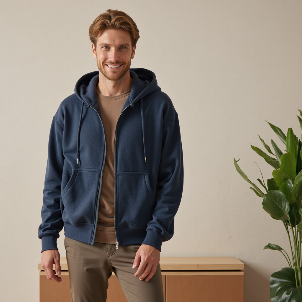 Felpa con cappuccio Premium Classic Full Zip da uomo