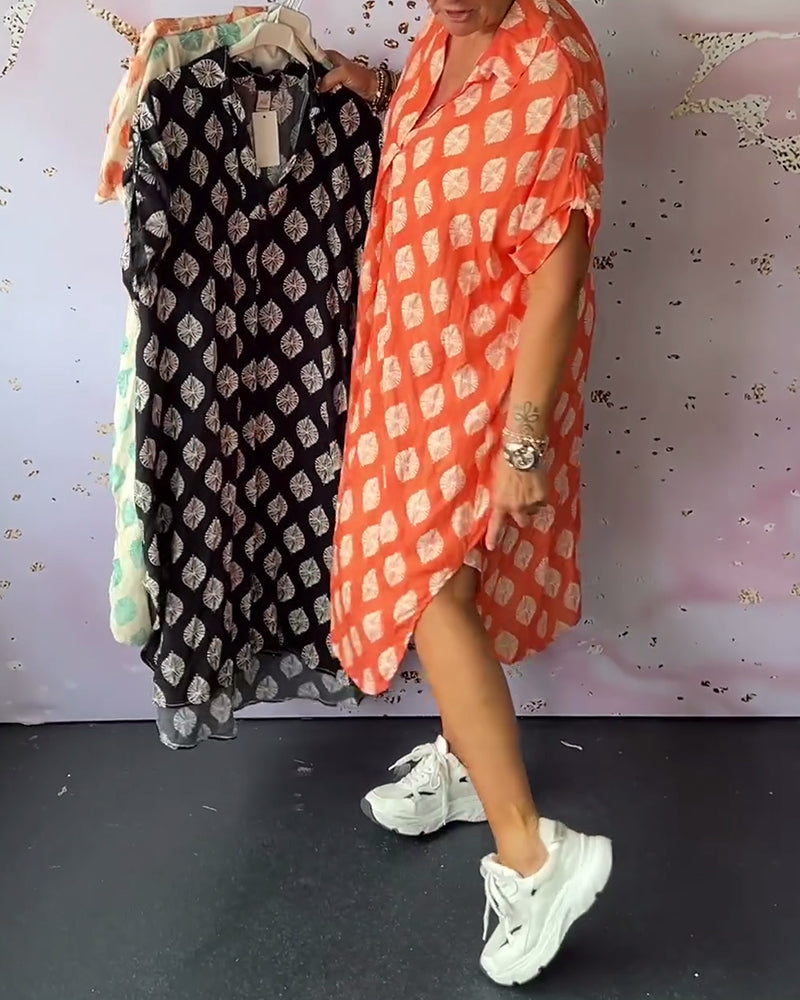 Abito midi casual in lino da donna - Abito estivo leggero con scollo a V