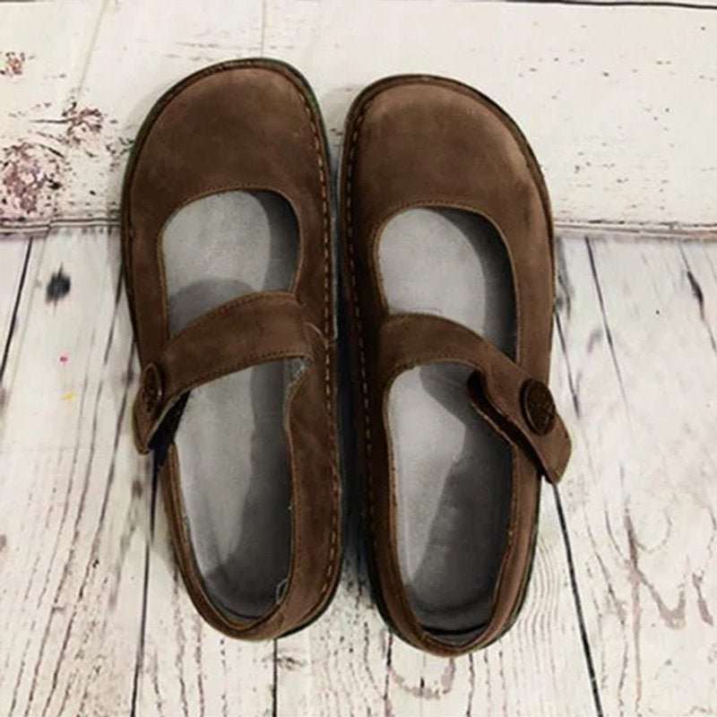 Scarpe da donna in stile retrò comode in pelle scamosciata – Suola morbida leggera e calzature casual per tutti i giorni