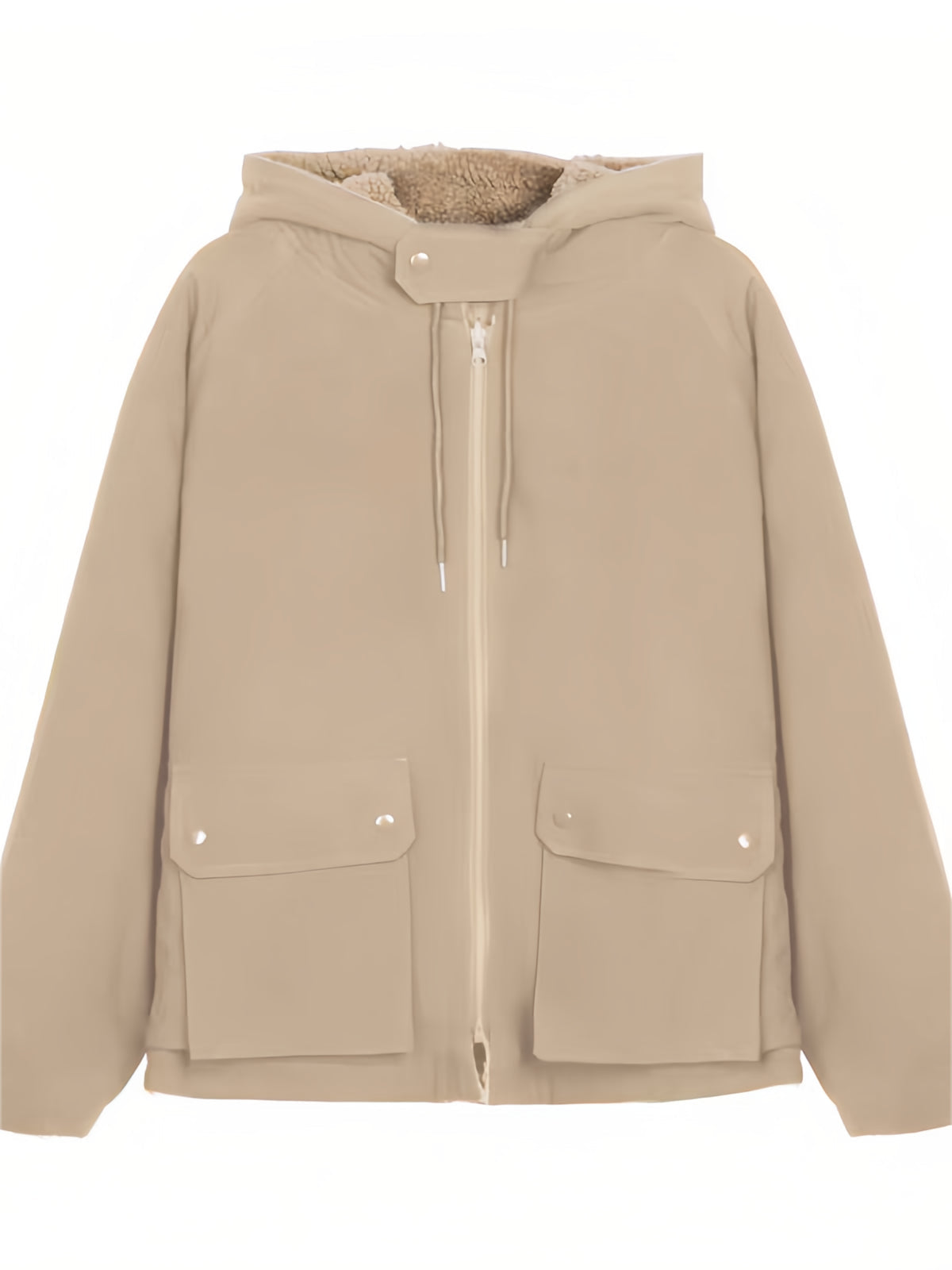 Parka elegante in pile spesso da donna - Cappotto oversize con cappuccio