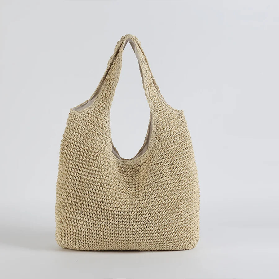 Elegante borsa da spiaggia in paglia per donna