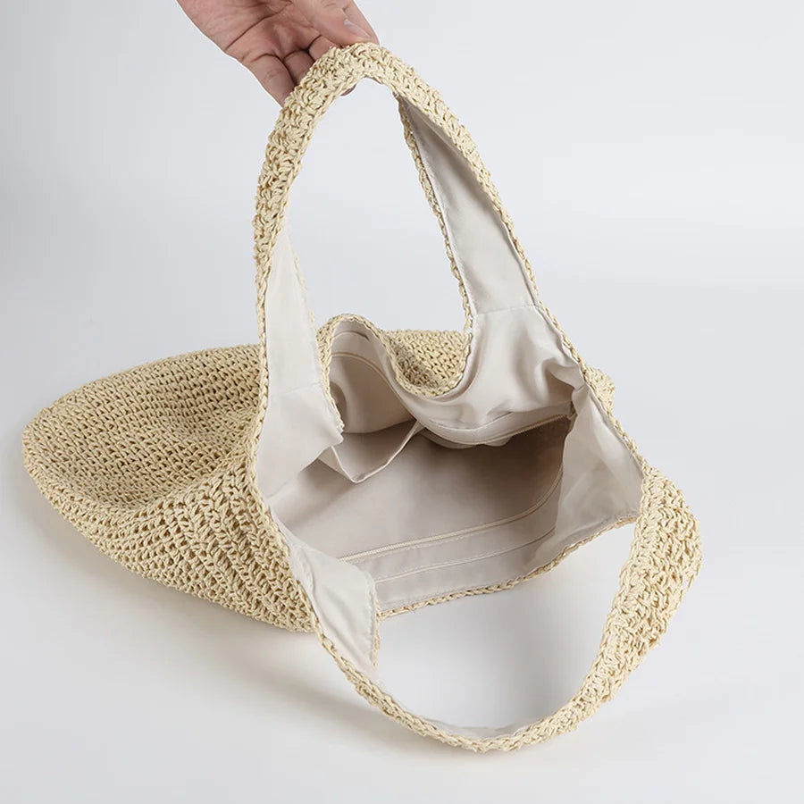 Elegante borsa da spiaggia in paglia per donna