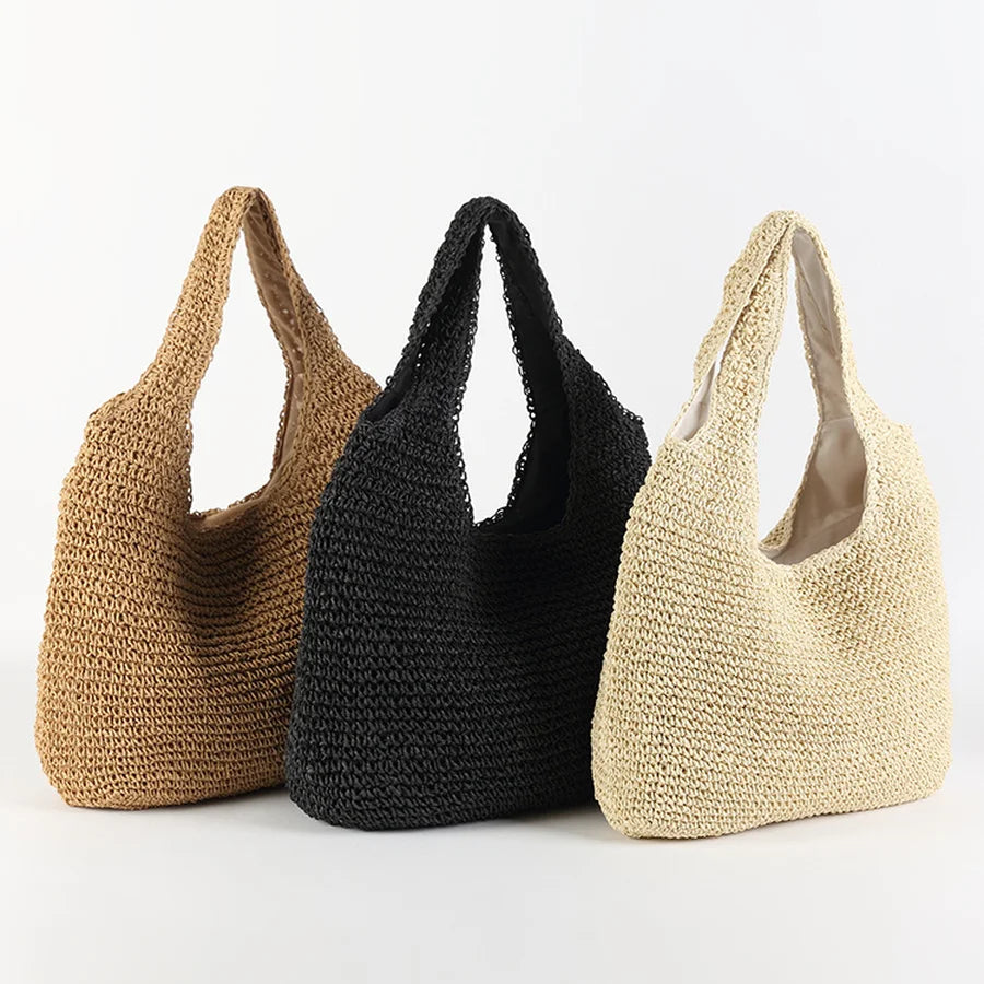 Elegante borsa da spiaggia in paglia per donna
