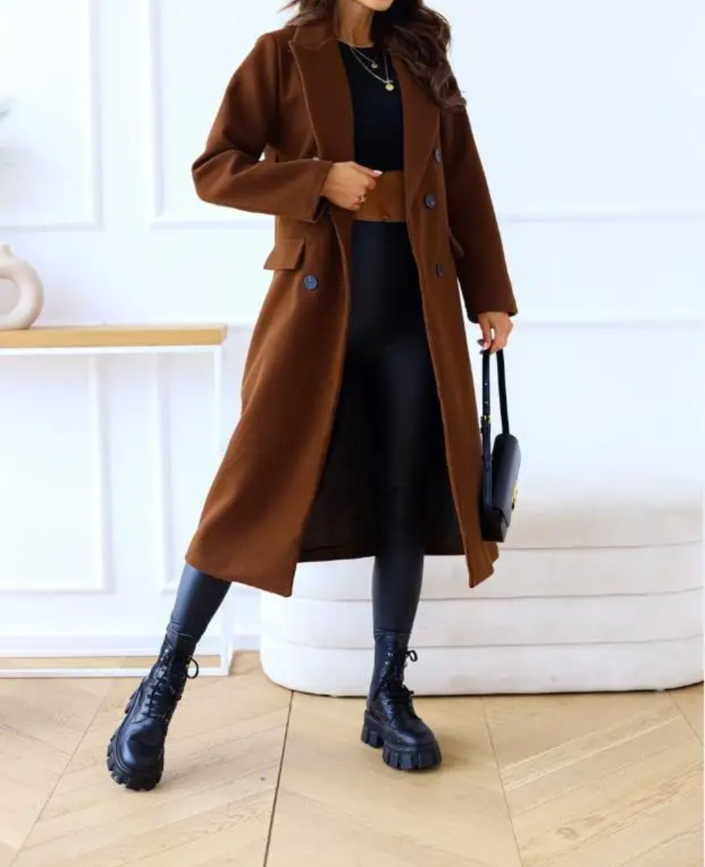 Trench lungo aderente da donna - Elegante e confortevole autunno inverno