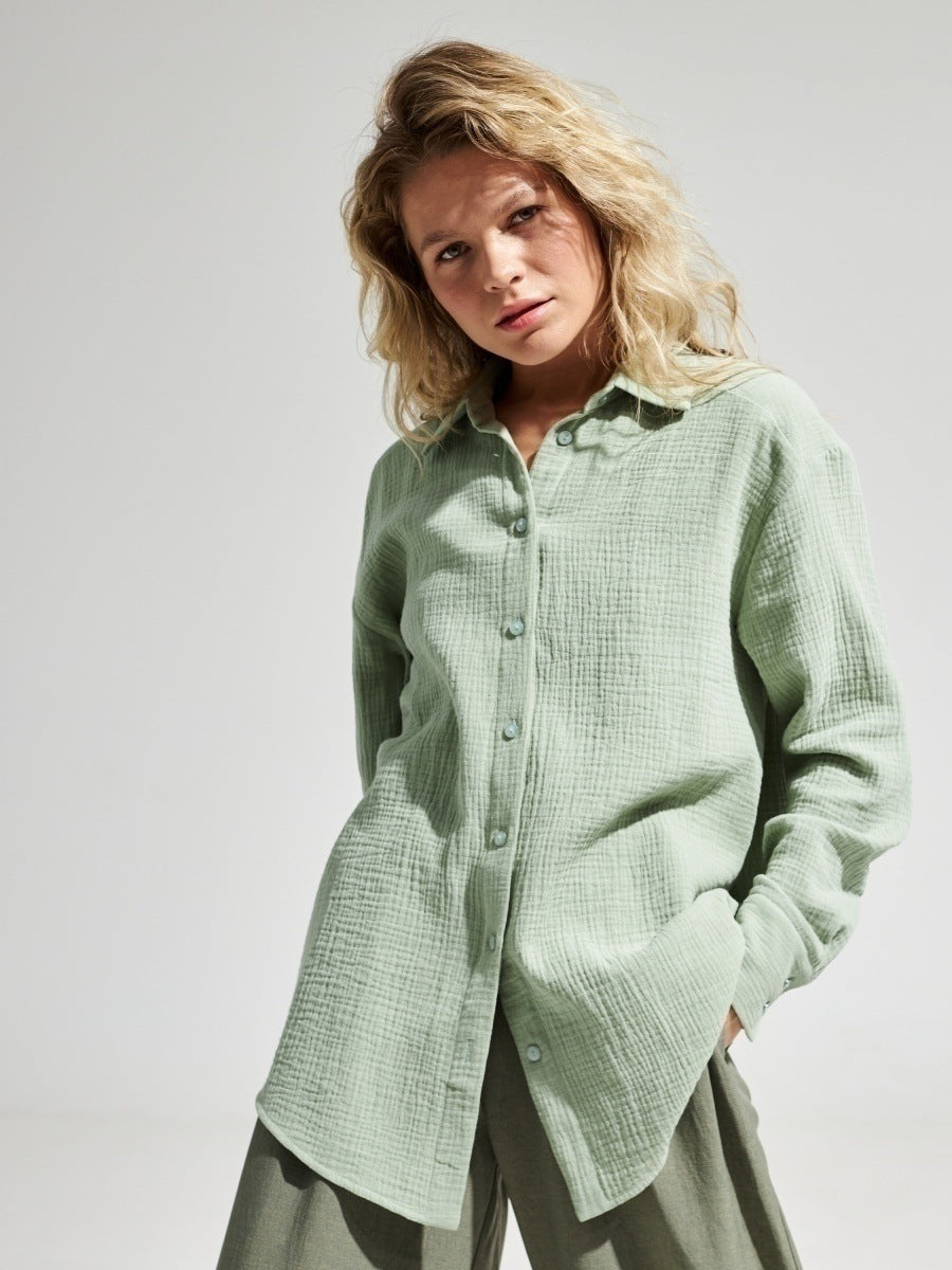 Camicia da donna in cotone Premium a maniche lunghe