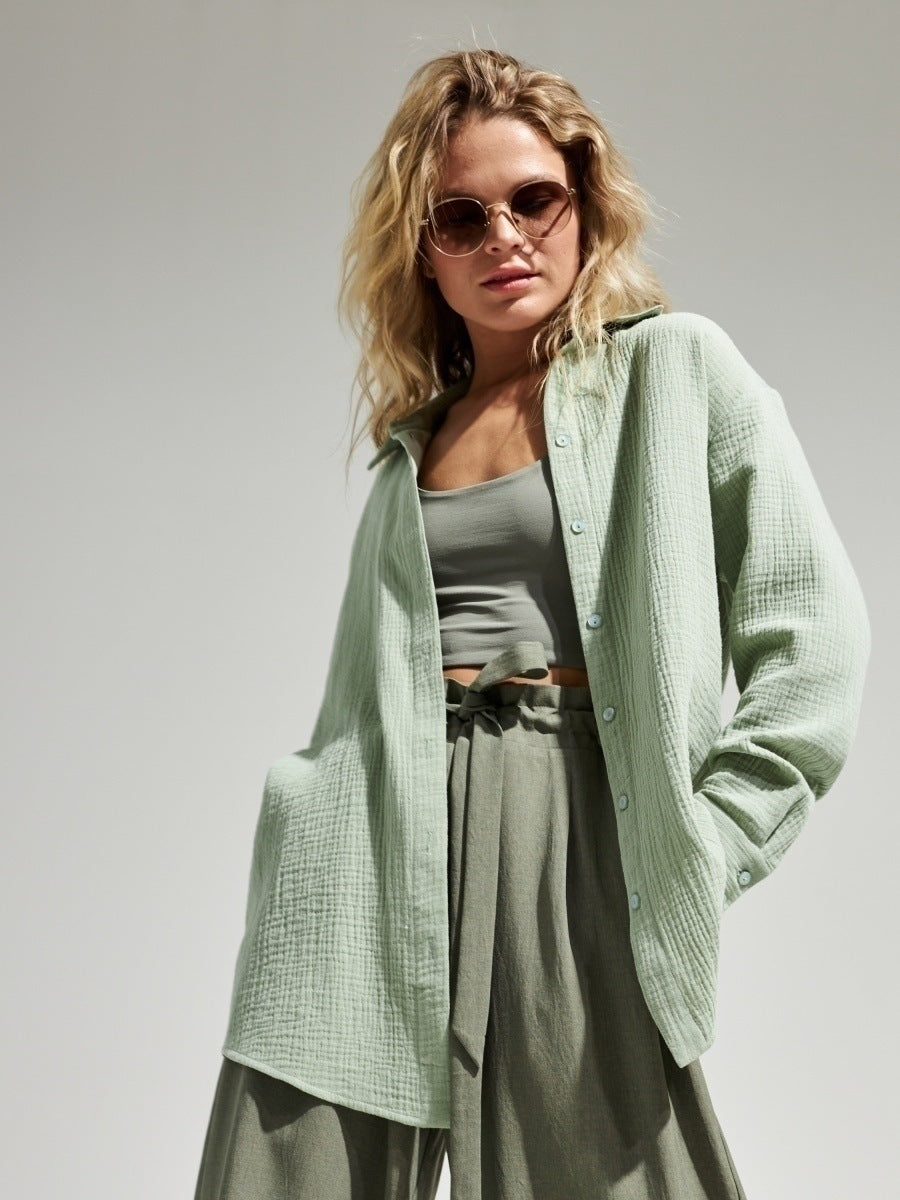 Camicia da donna in cotone Premium a maniche lunghe