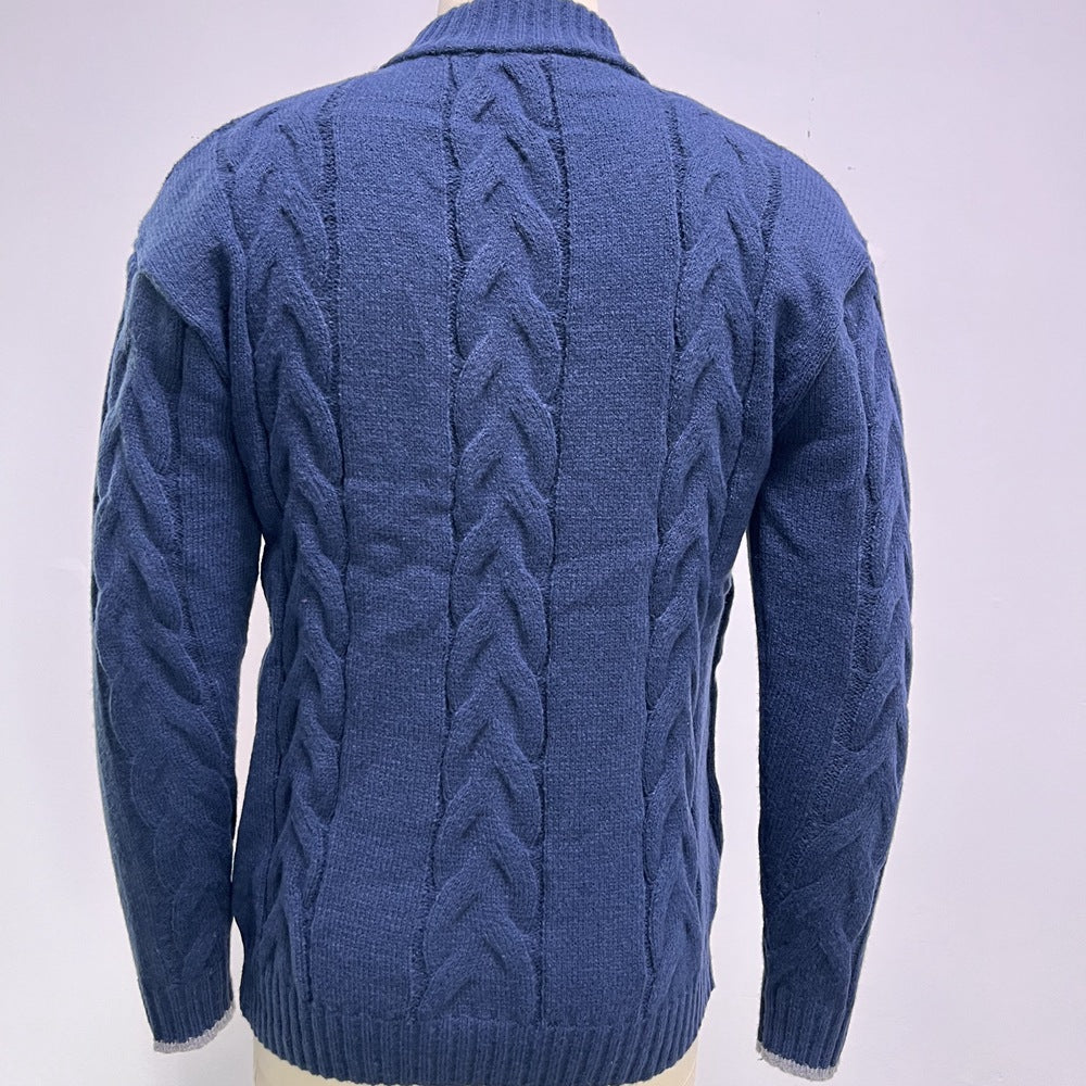 Maglione elegante da uomo in maglia a trecce - Pullover con collo alto e cerniera