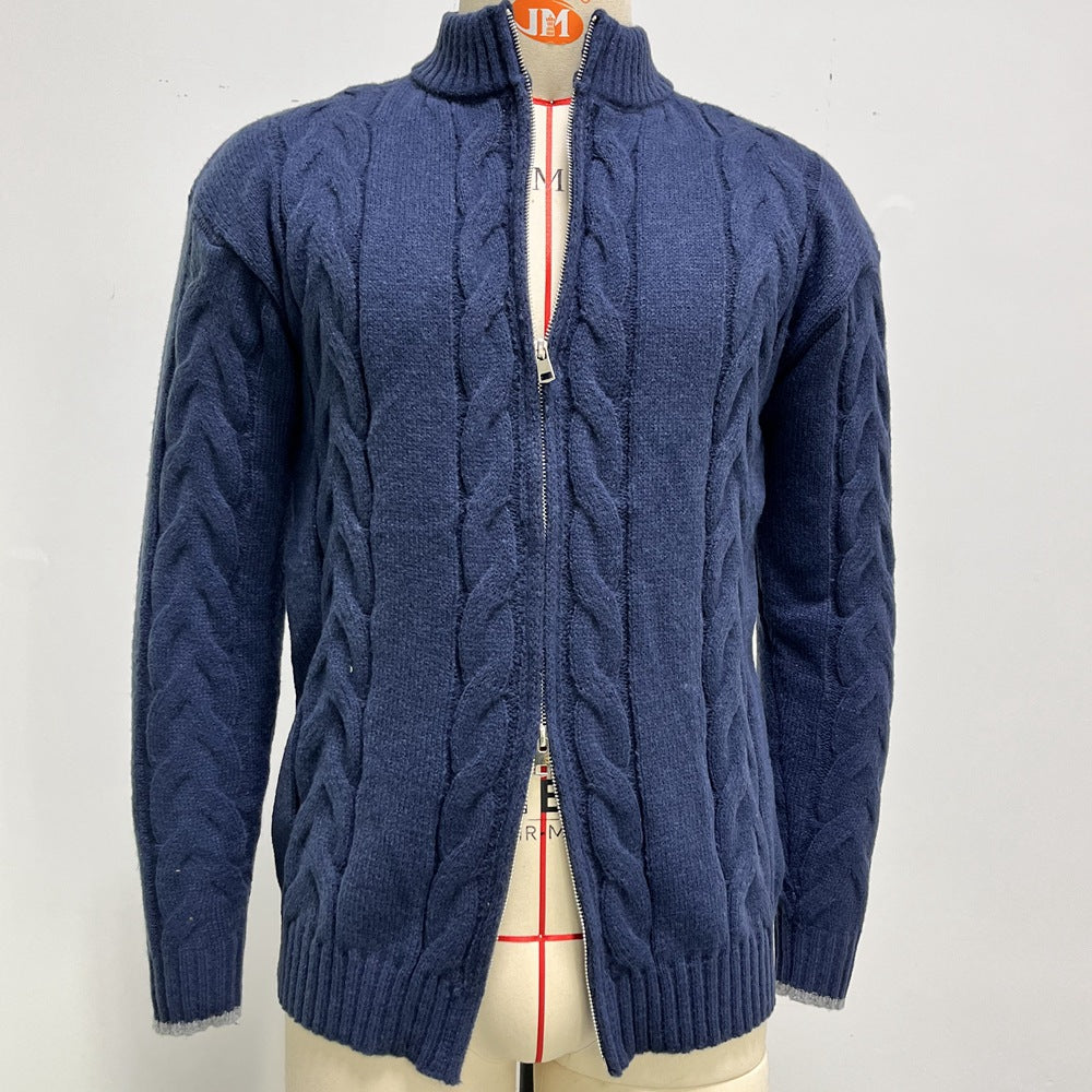 Maglione elegante da uomo in maglia a trecce - Pullover con collo alto e cerniera