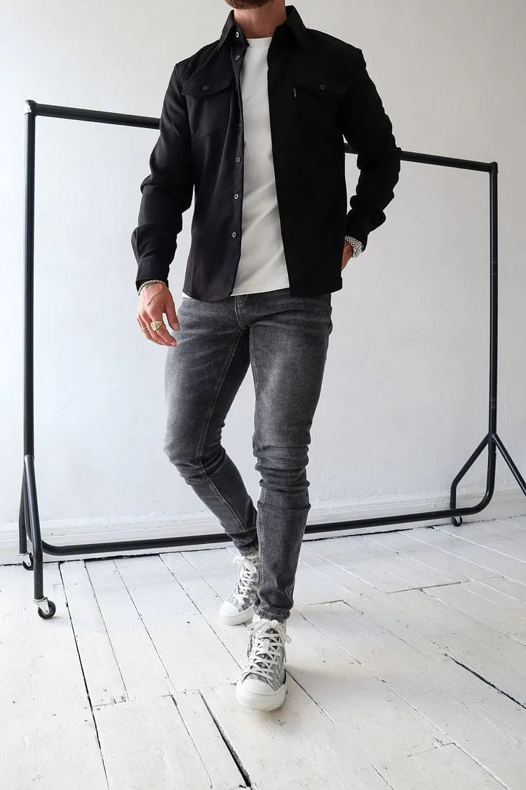 Camicia da uomo con bottoni eleganti e di qualità