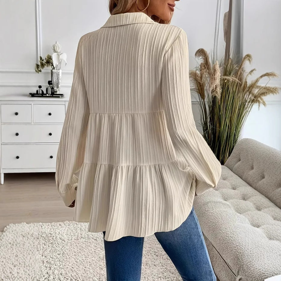 Camicetta da donna dalla vestibilità comoda - Camicia a maniche lunghe in morbido misto cotone