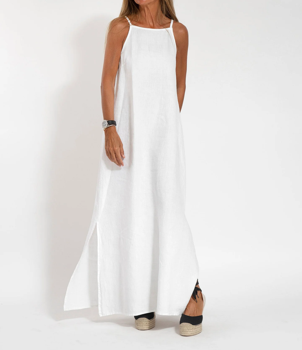Vestito maxi da donna con scollo all’americana – stile casual chic