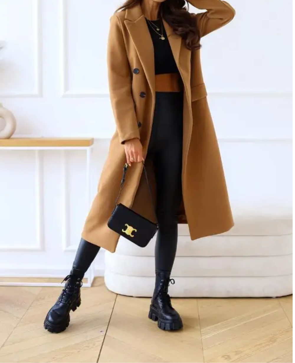 Trench lungo aderente da donna - Elegante e confortevole autunno inverno