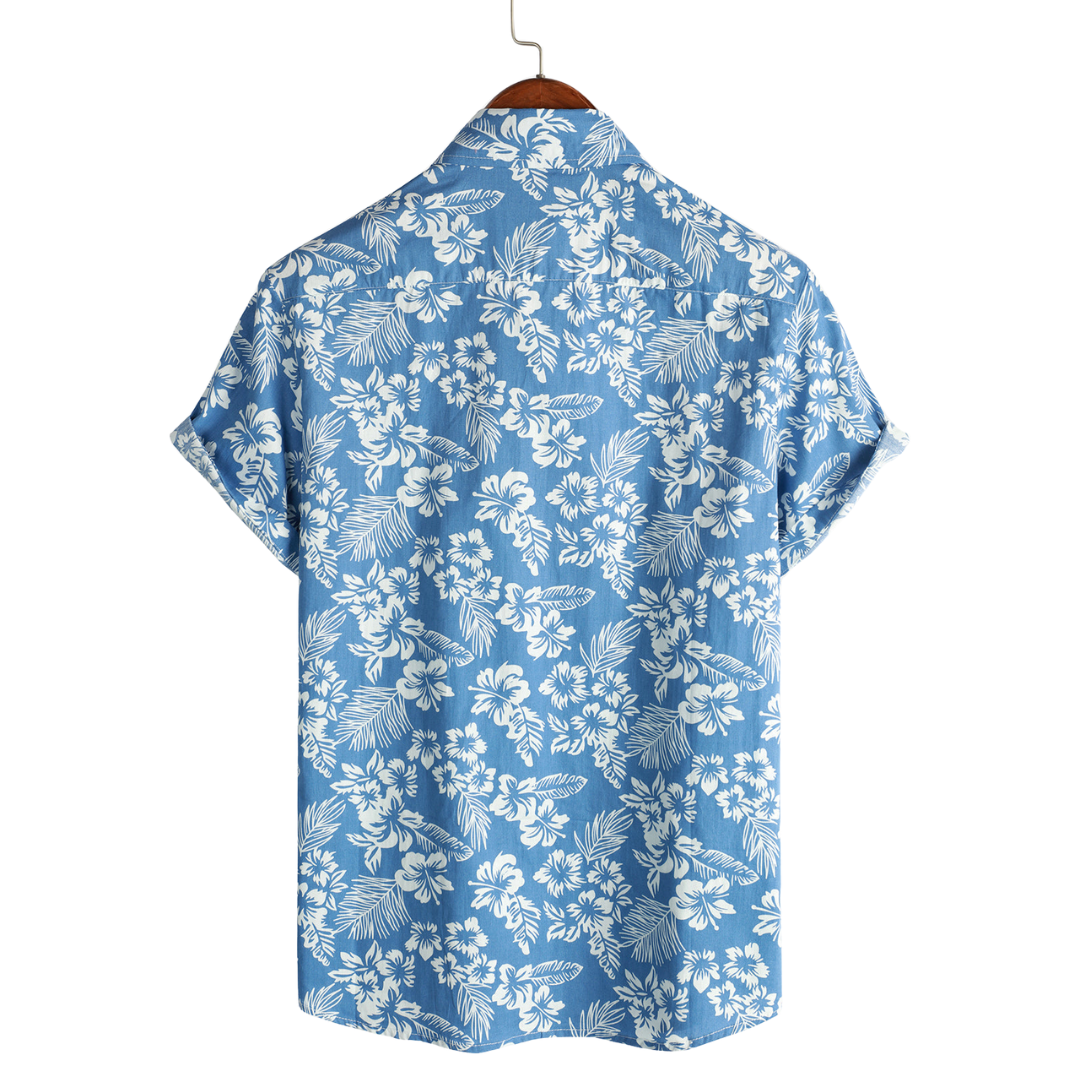 Camicia hawaiana da uomo con maniche corte e motivo floreale