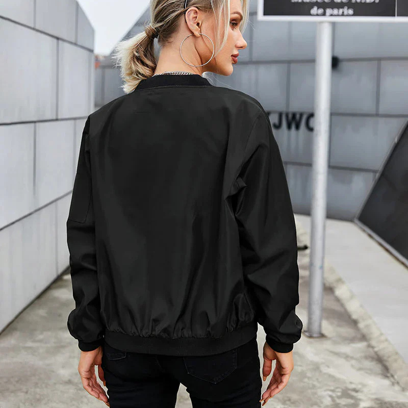 Giacca Bomber Donna a Maniche Lunghe – Vestibilità Confortevole con Cerniera