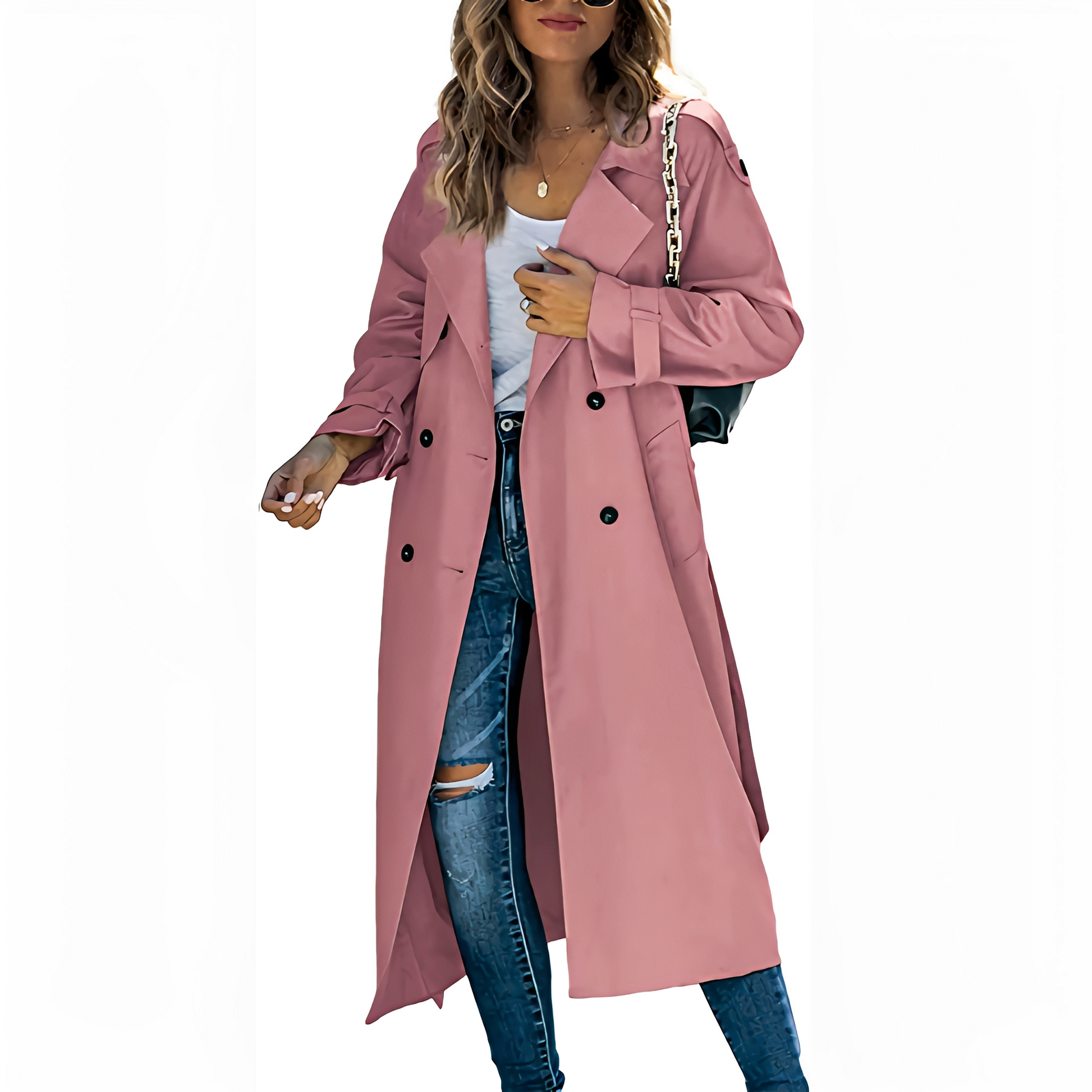 Cappotto lungo doppiopetto chic da donna – Elegante capospalla antivento