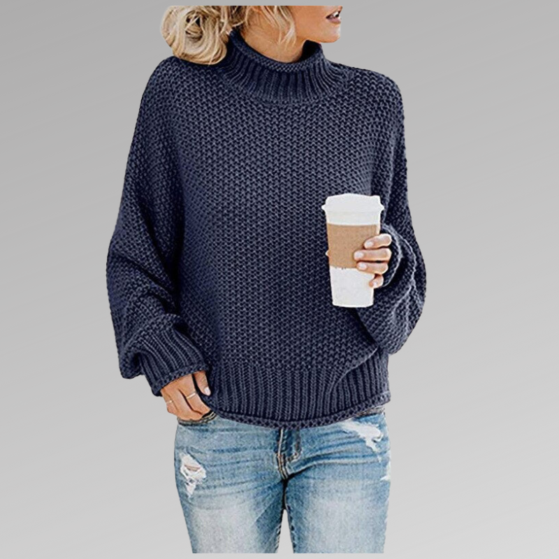 Maglione dolcevita oversize da donna in maglia - Pullover comodo e ampio