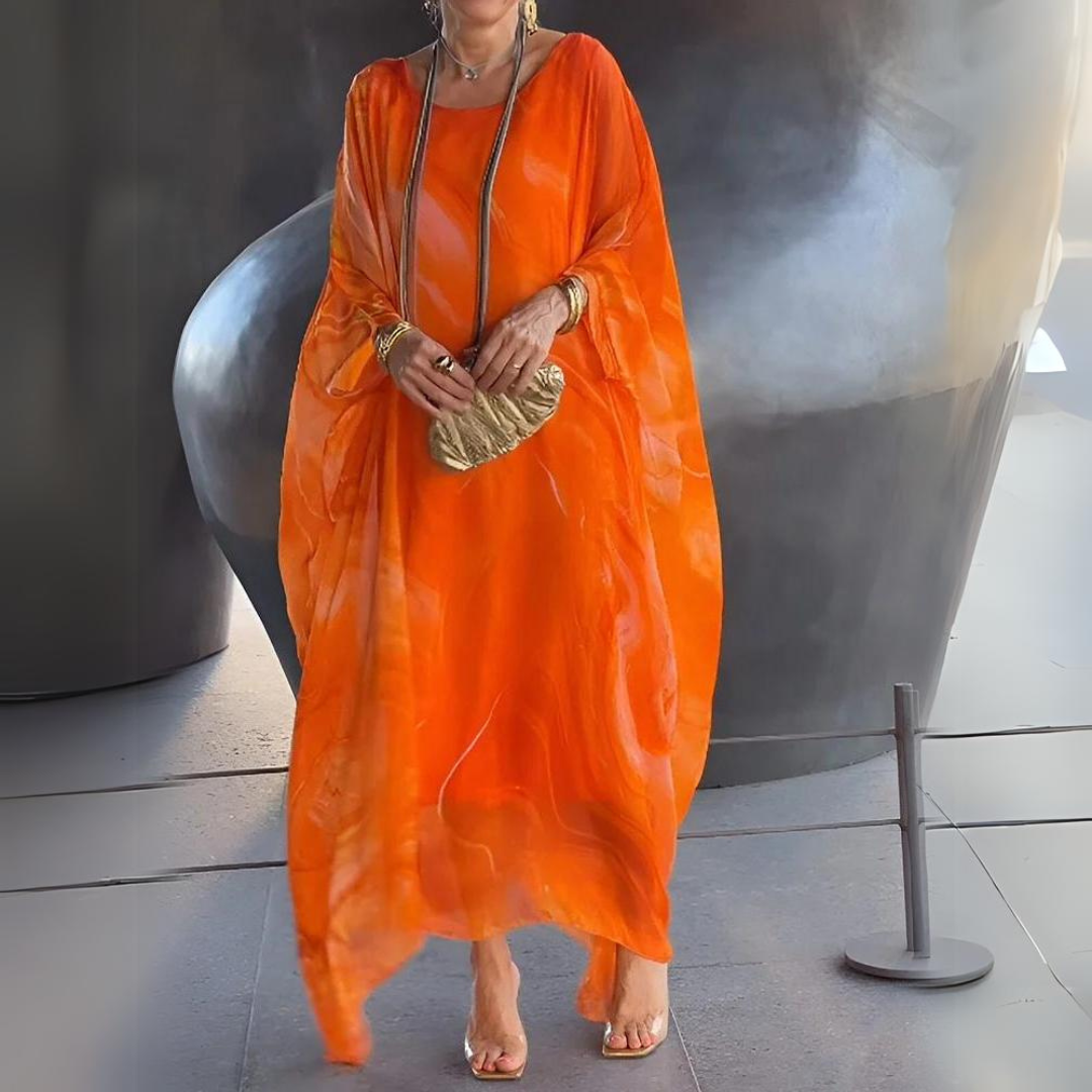 Elegante abito in seta e chiffon per donna