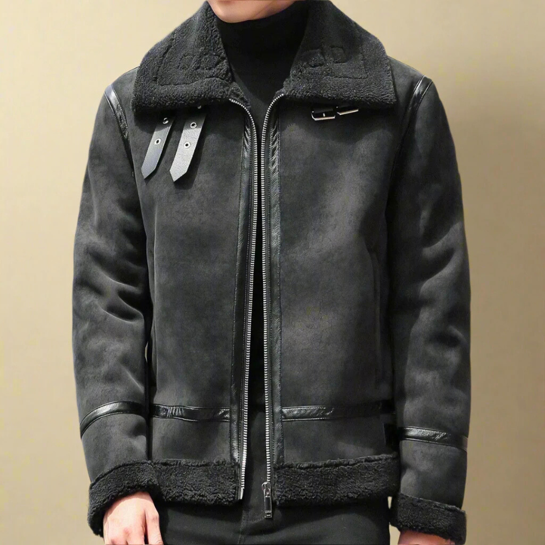 Cappotto invernale da uomo in pelle scamosciata di alta qualità cintura - Cappotto caldo ed
