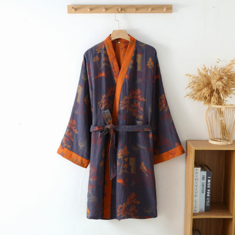 Accappatoio kimono in cotone di lusso con stile elegante e senza tempo