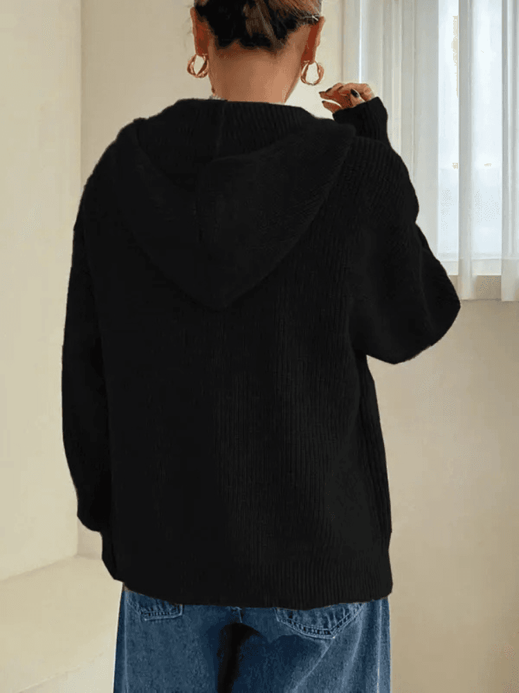 Felpa con cappuccio e cerniera in maglia da donna
