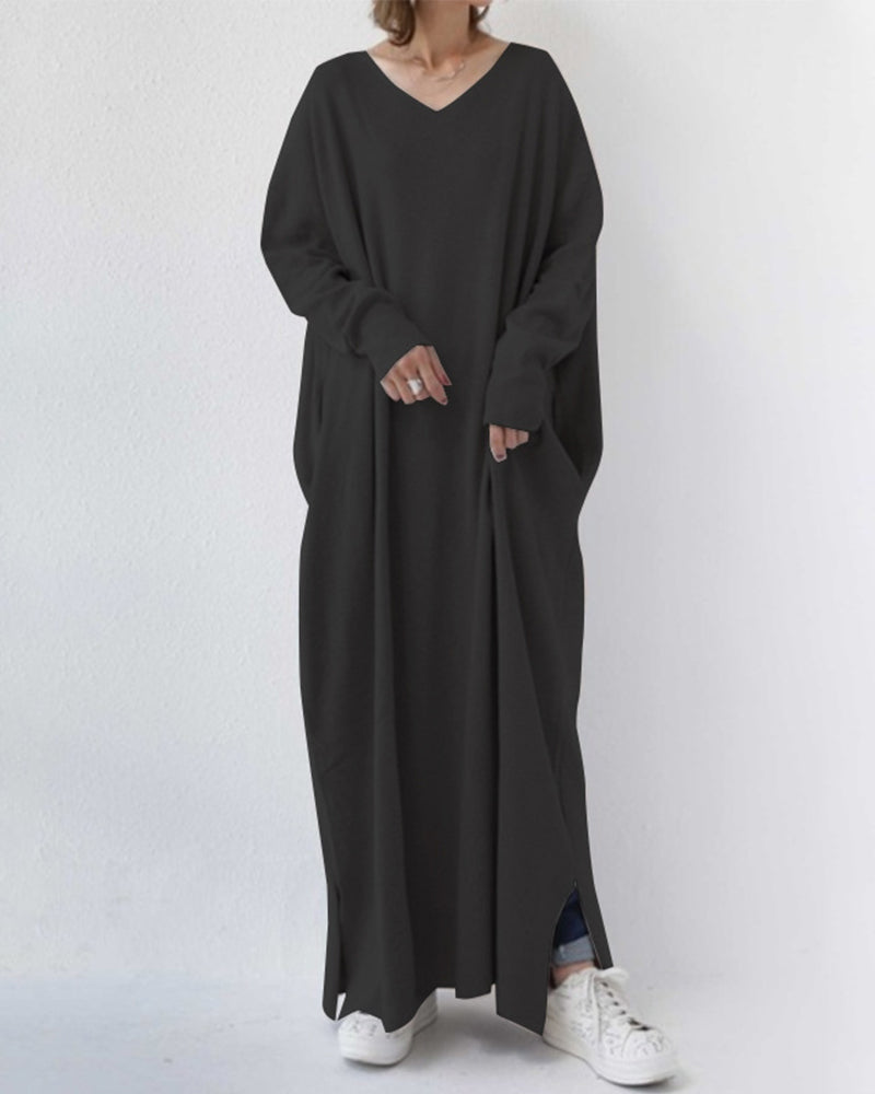 Abito Lungo Casual da Donna a Maniche Lunghe - Vestibilità Ampia