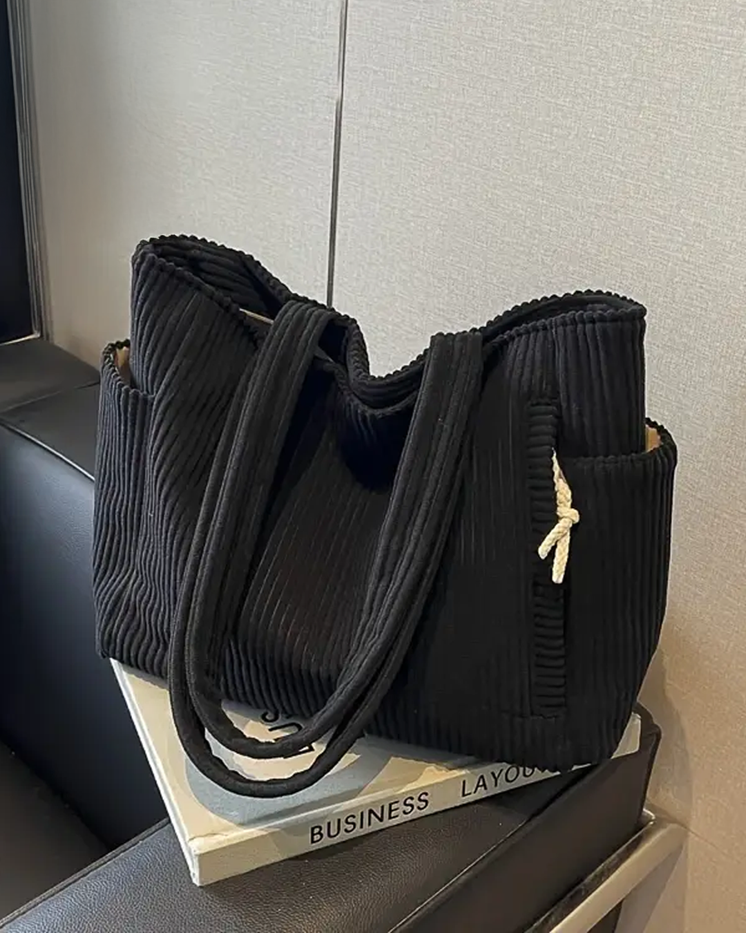 Borsa a Spalla Elegante a Coste da Donna - Borsa Capiente