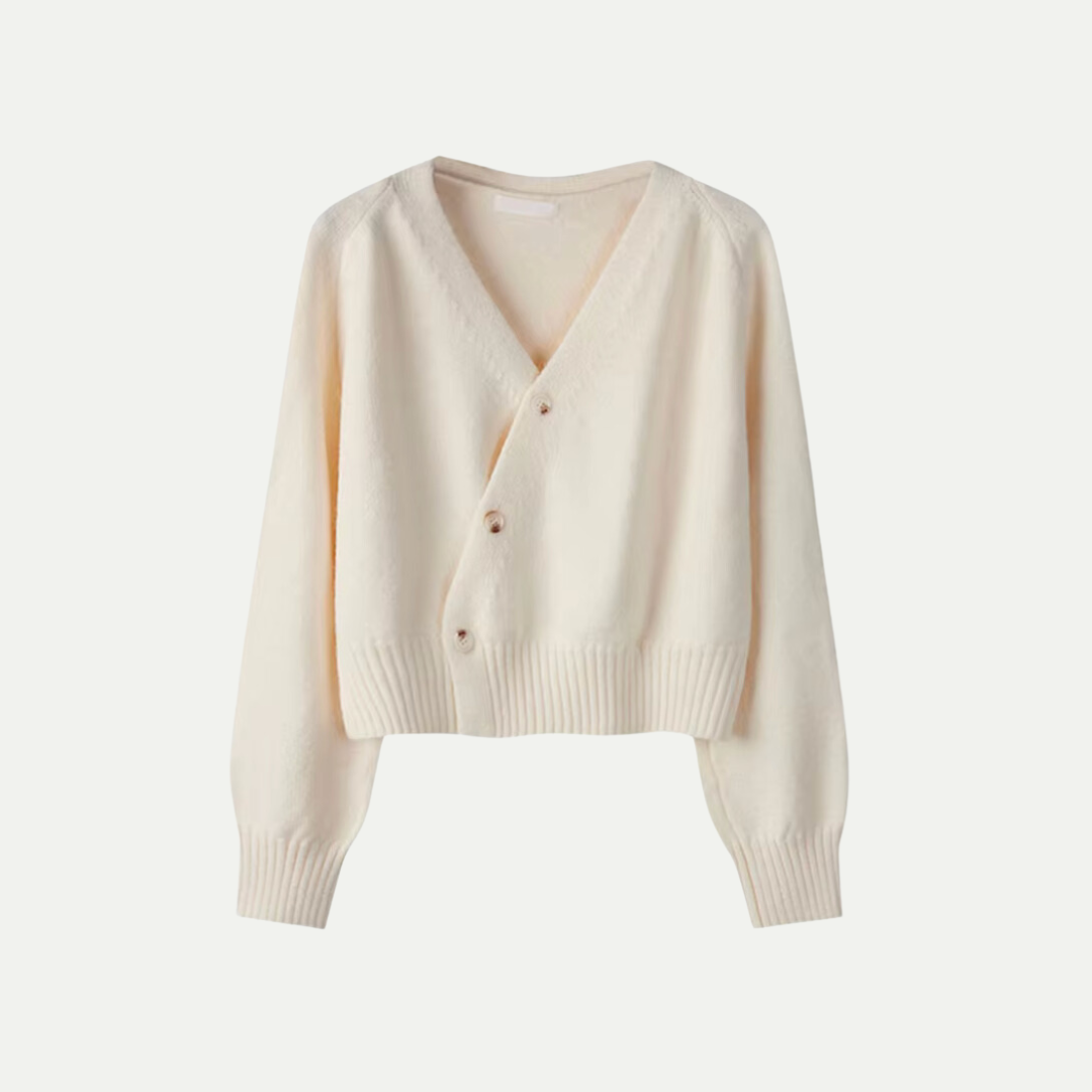 Cardigan da donna in lana premium con scollo a V - Maglia corta e comoda