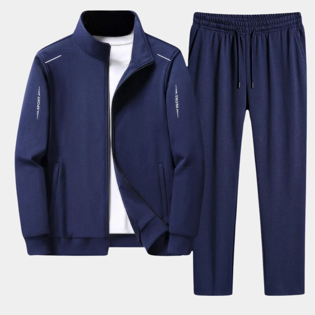 Completo tuta da uomo elegante con cerniera completa - giacca sportiva e comodi pantaloni da jogging