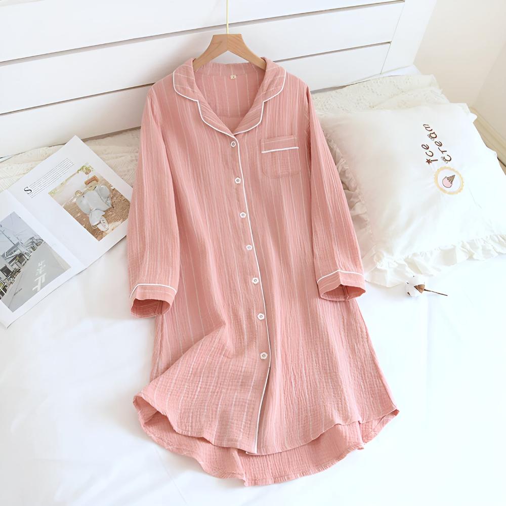 Pigiama camicia da donna – stile classico con maniche lunghe