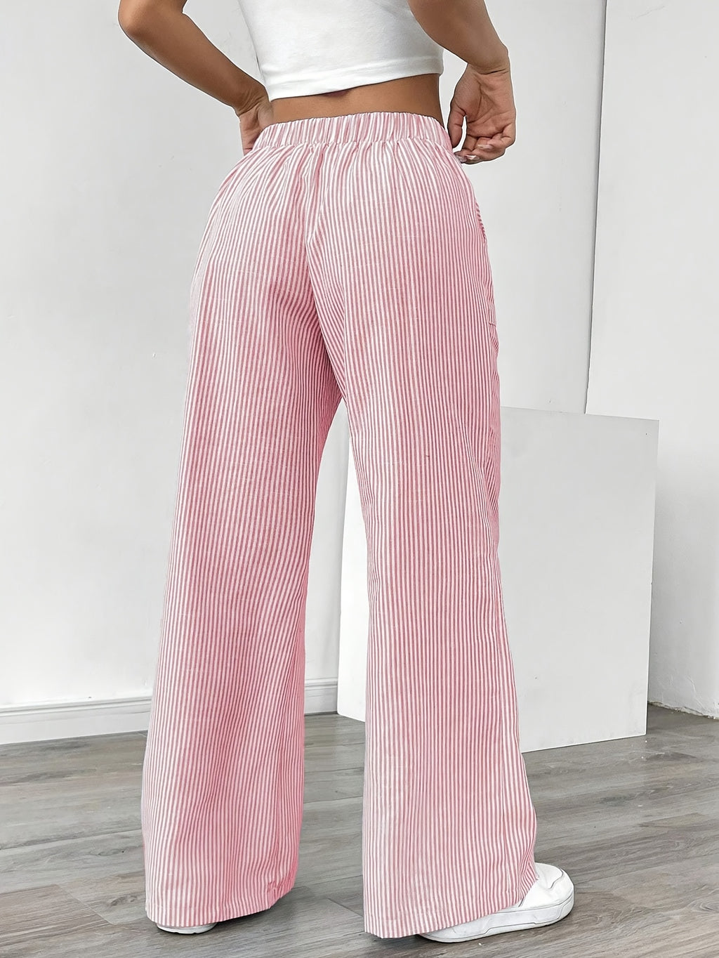Pantaloni lounge a righe donna – vita alta e gamba larga