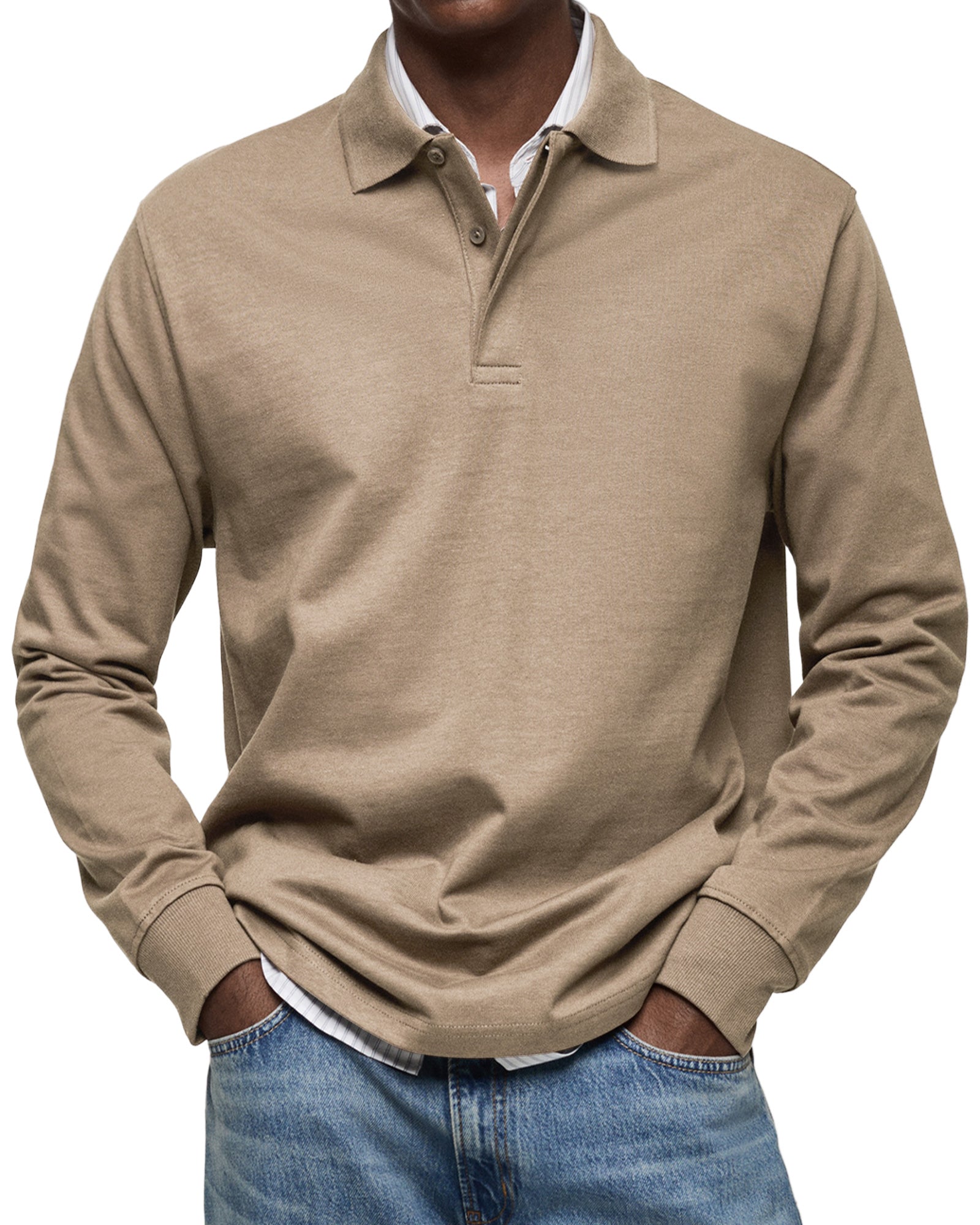 Polo casual a maniche lunghe da uomo