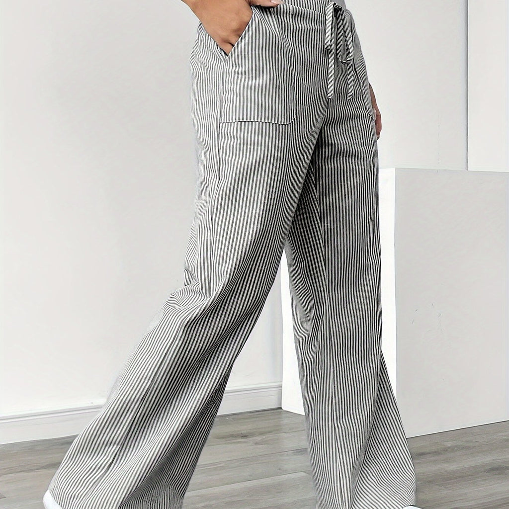 Pantaloni lounge a righe donna – vita alta e gamba larga